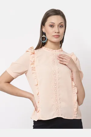 Gipsy Women Pink Solid Round Neck Regular Top