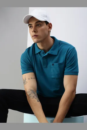 ONN Men Blue Polo Collar Cotton Blended T-shirt