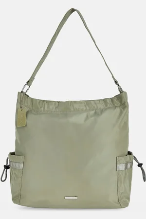 Pantaloons Olive Green Oversized Shopper Hobo Bag with Tasselled