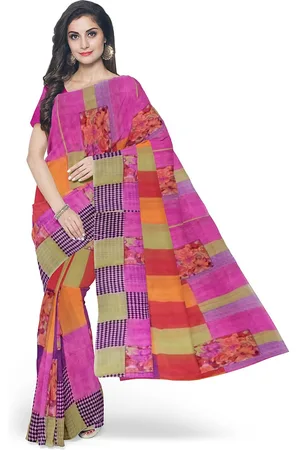 Florence Women Assorted Ethnic Motifs Fusion Dharmavaram Saree With Unstithed Blouse