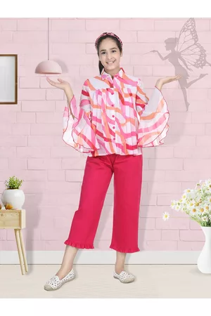 Cutiekins Girls White & Pink Printed Top with Capris
