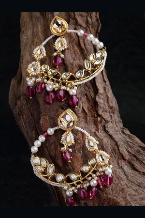 DUGRISTYLE Pink & Gold-Toned Classic Drop Earrings