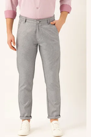 SOJANYA Men Grey & Black Smart Fit Self Design Regular Trousers