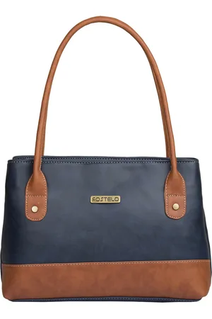 FOSTELO Blue & Brown Colourblocked Shoulder Bag