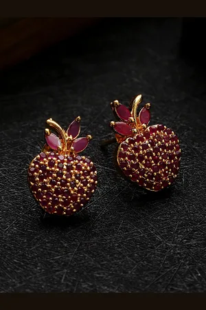 Cardinal Silver-Toned & Pink Leaf Shaped Studs Earrings