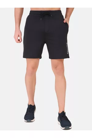 FITINC Men Black Slim Fit Training or Gym Sports Shorts with Antimicrobial Technology