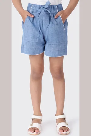 Fabindia Girls Blue Solid Shorts