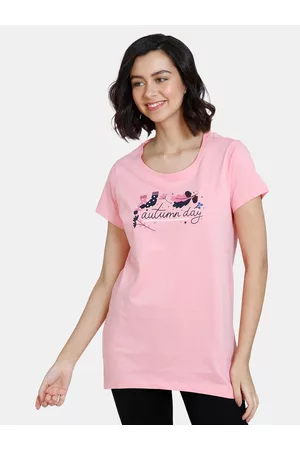 Zivame Pink Print Cotton Longline Top