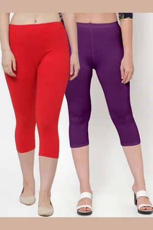 Jinfo Women Red & Purple Pack Of 2 Capris