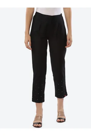 Biba Women Black Smart Slim Fit High-Rise Pleated Trousers