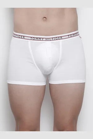 Men White Solid Trunk