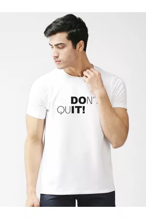 EPPE Men White Typography Printed Dry-Fit Sports T-shirt
