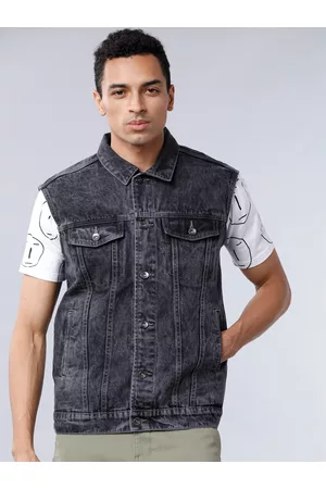 LocoMotive Men Grey Colourblocked Denim Jacket