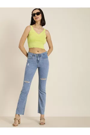 Moda Rapido Women Blue Slim Fit Low Distress Stretchable Jeans