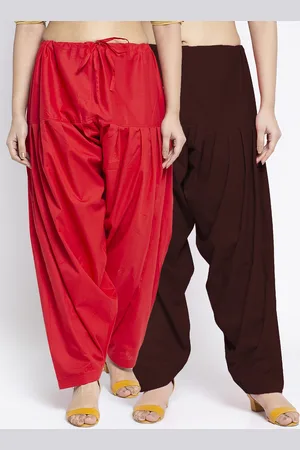 Jinfo Women Pack Of 2 Red & Brown Solid Cotton Salwars