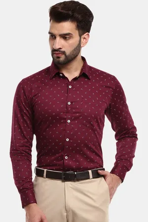 V-Mart Men Maroon Classic Printed Formal Shirt