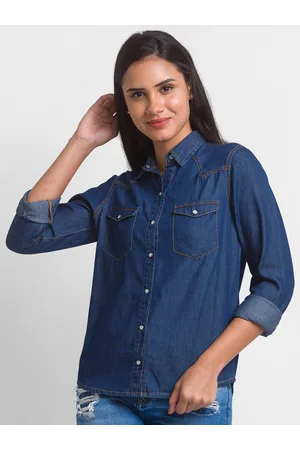 Buy Spykar Dark Blue Full Sleeves Denim Shirt for Women's Online @ Tata CLiQ-sgquangbinhtourist.com.vn
