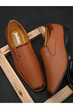 John Karsun Men Tan Brown Solid Formal Slip-On