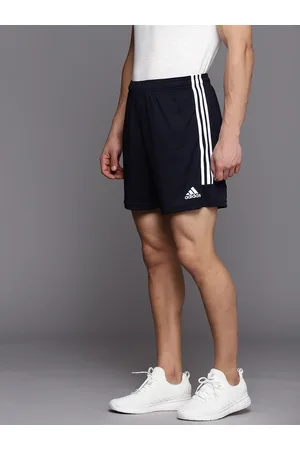 adidas Men Navy Blue Solid Striped Detail Sports Shorts