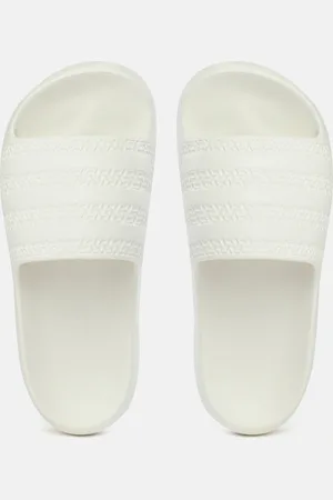 adidas Women Off White Self Striped Adilette Sliders