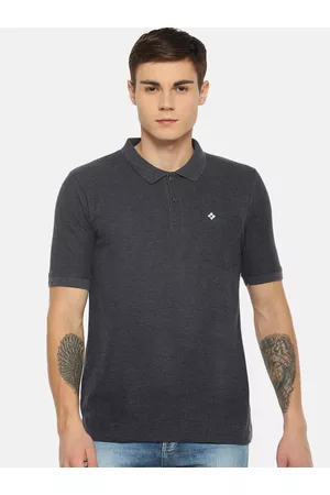 dollar Men Navy Blue Polo Collar Cotton Short Sleeves T-shirt