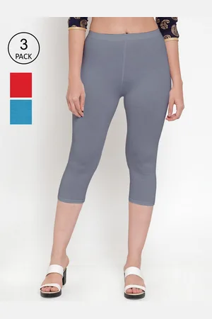 Jinfo Women Red & Blue Pack of 3 Capris