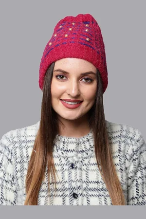 Ellis Women Red & Blue Self Design Beanie