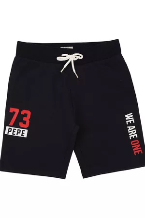 Pepe Jeans Boys Navy Blue Typography Printed Shorts