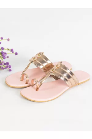 Sole House Women Rose Gold Solid Casual One Toe Flats