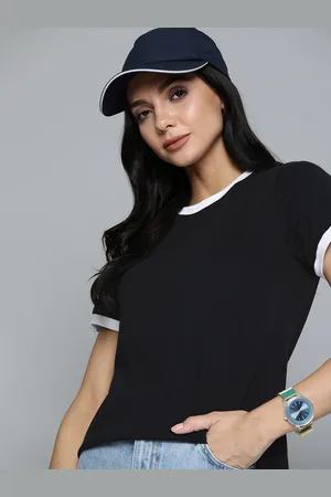 HARVARD Women Black Solid T-shirt