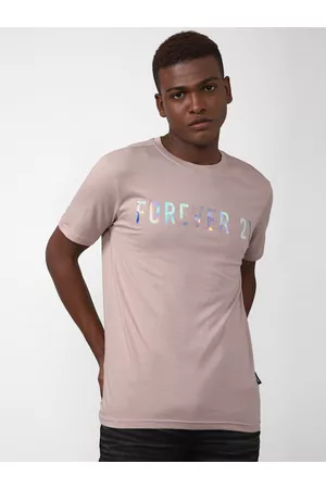 Forever 21 Men Pink Typography Pure cotton Printed T-shirt