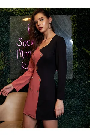 ATHENA Women Colourblocked Sweetheart Neck Sheath Mini Dress