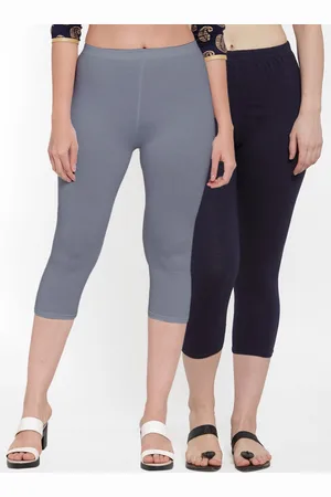Jinfo Women Pack Of 2 Grey & Navy Blue Capris