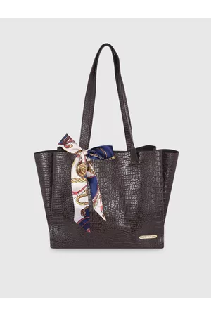 Bagsy Malone Brown PU Shopper Shoulder Bag with Cut Work