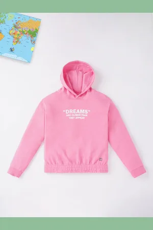 Ed-a-Mamma Girls Pink Printed Hooded Sweatshirt