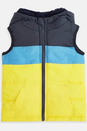 Pantaloons Boys Yellow & Blue Colourblocked Crop Padded Jacket