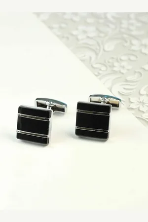 Tossido Men Striped Brass Metal Premium Cufflink