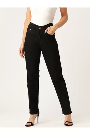 PARIS HAMILTON Women Black Boyfriend Fit High-Rise Clean Look Stretchable Jeans