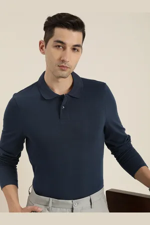 Invictus Men Navy Blue Polo Collar Slim Fit T-shirt
