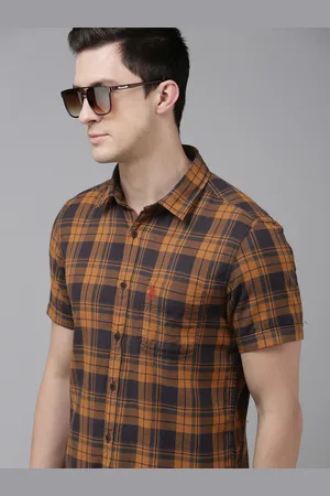 Ralph Lauren Men Charcoal Grey & Brown Slim Fit Checked Cotton Casual Shirt