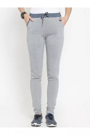 Boston Club Women Grey Solid Cotton Track Pant