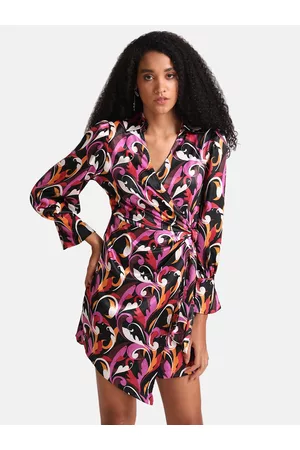 Kazo Women Multicoloured Printed Satin Dress