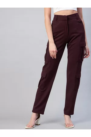 Buy Burgundy Pants Women High Rise Burgundy Trousers for Women Online in  India  Etsy
