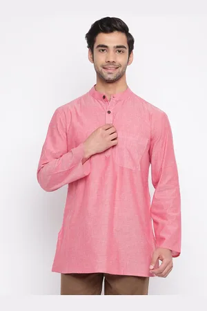 Fabindia Men Pink Linen A-line Kurta