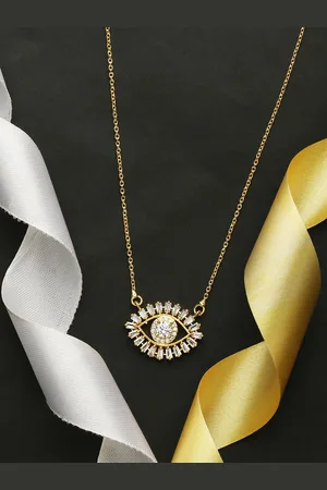 HOT AND BOLD Gold-Toned & White Gold-Plated Evil Eye Pendant Charm Necklace