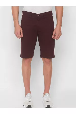 SPYKAR Men Maroon Pure Cotton Shorts