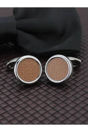 Kavove Brown & Silver-Toned Cufflink