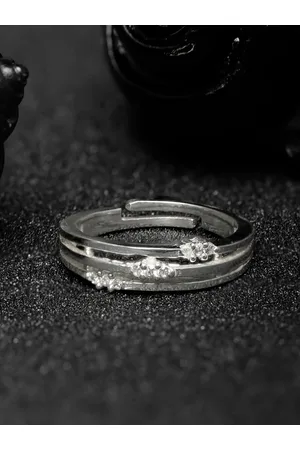 Priyaasi Silver-Plated 92.5 Sterling Silver CZ Studded Finger Ring