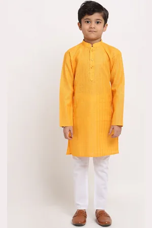 Kraft Boys Yellow Regular Pure Cotton Kurta with Pyjamas