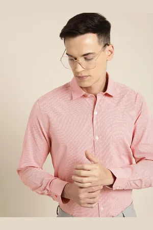 Invictus Men Pink Premium Slim-Fit Micro Checked Formal Shirt